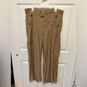 American Eagle dreamy drape linen blend baggy wide leg cargo pants